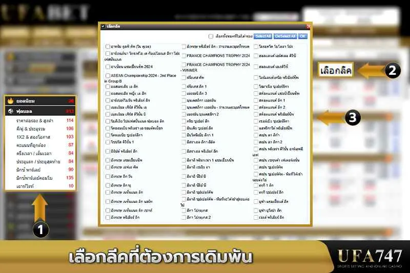 เลือกลีกที่ต้องการเดิมพัน