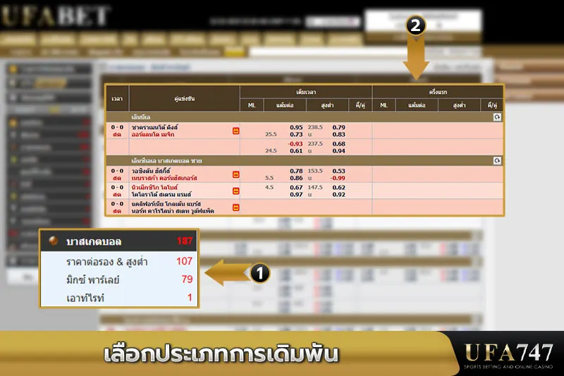 เลือกประเภทการเดิมพันบาส