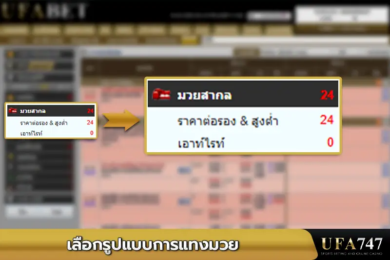 เลือกรูปแบบการแทงมวย